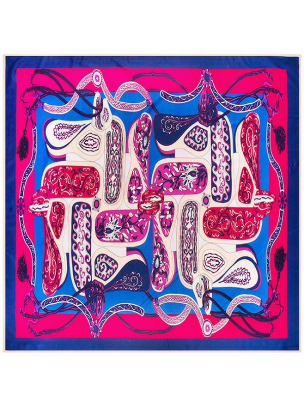 Big Cashew Tassels Pattern-43dd121 Silk & Polyester 100*100 Scarf Kerchief