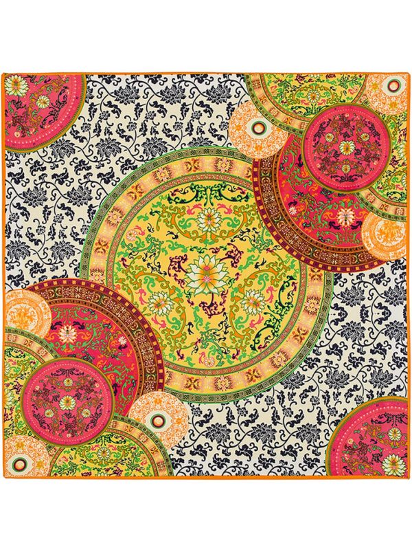 Blue and White Porcelain-0501 Twill Silk & Polyester 100*100 Scarf Kerchief