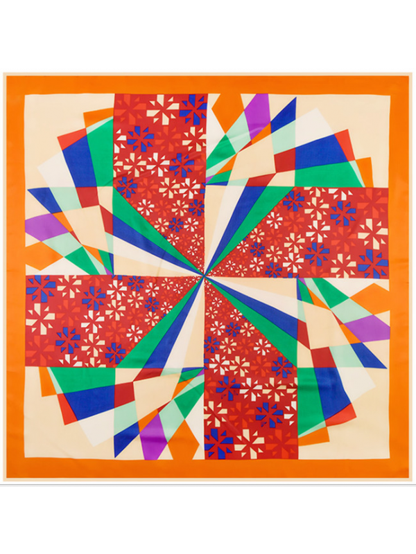 Diamond Windmill Pattern-234323k1 Twill Silk & Polyester 100*100 Scarf Kerchief