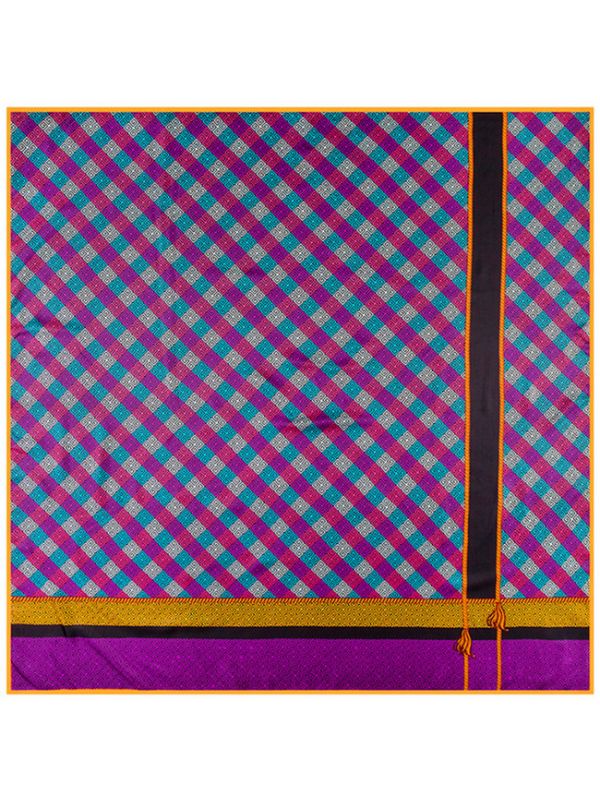 Lattice Mosaic Tassels-fsdf31 Silk & Polyester 100*100 Scarf Kerchief