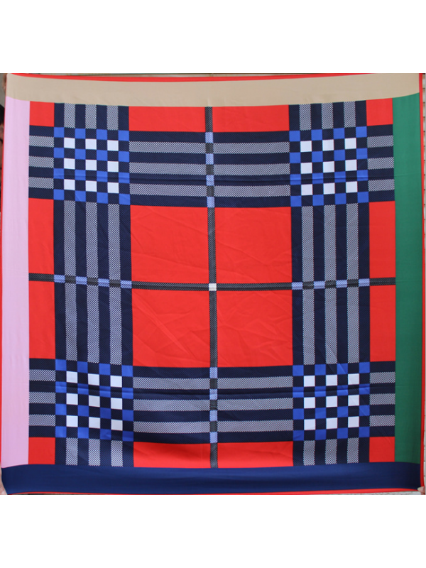 Fringe Lattice-fsf8871 Twill Silk & Polyester 100*100 Scarf Kerchief