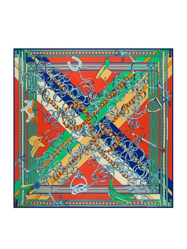 Charm Metal Chain Cartoon Pony-fsd1-2 Twill Silk & Polyester 130*130 Scarf Kerchief
