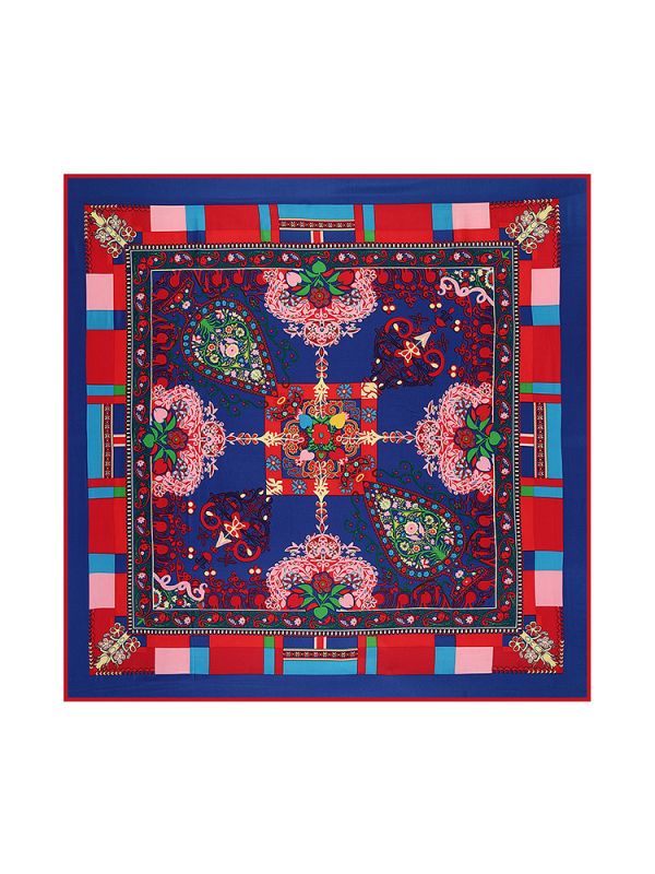 Flower Color Pattern-0621 Twill Silk & Polyester 130*130 Scarf Kerchief