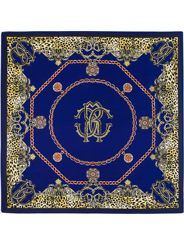 Leopard Chain Metal-0121 Twill Silk & Polyester 130*130 Scarf Kerchief