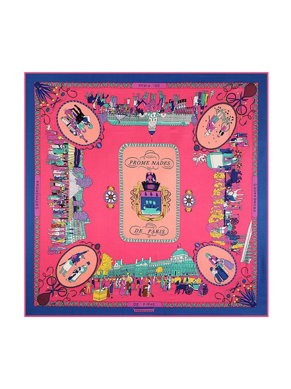 Stroll Paris-0621-1 Silk & Polyester 130*130 Scarf Kerchief