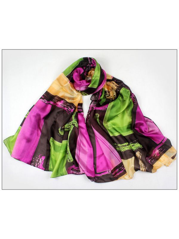 Geometry 100% Pure Silk Scarves Shawl-86016