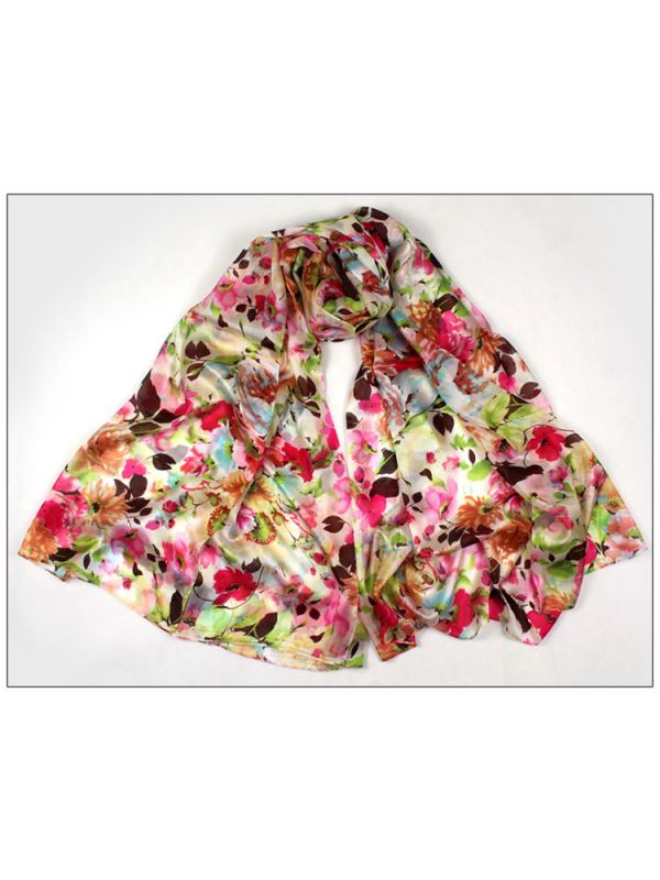 Floral 100% Pure Silk Scarves Shawl-86017