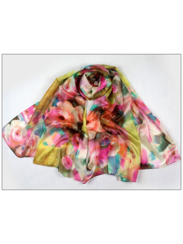 Flowers 100% Pure Silk Scarves Shawl-86020