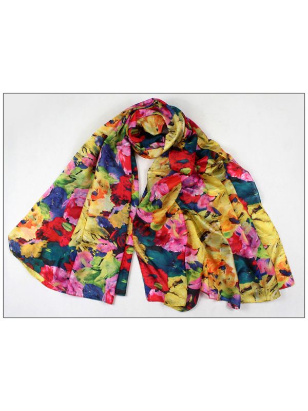 Flowers 100% Pure Silk Scarves Shawl-86027
