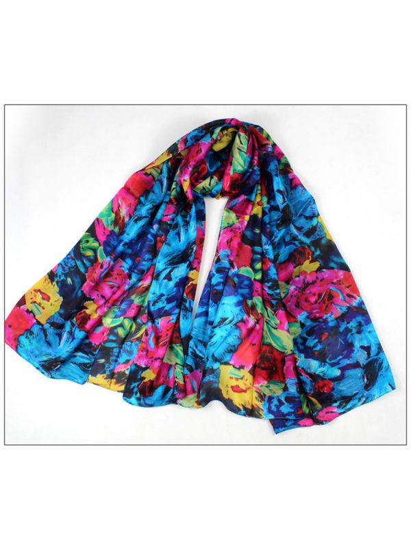 Flowers 100% Pure Silk Scarves Shawl-86031