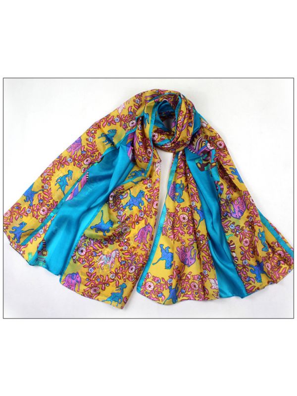Flowers 100% Pure Silk Scarves Shawl-86033