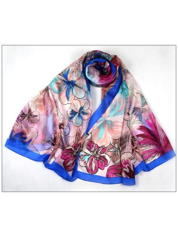Flowers 100% Pure Silk Scarves Shawl-86045