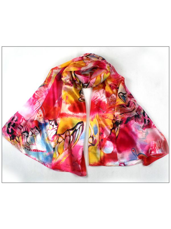 Flowers&Butterfly 100% Pure Silk Scarves Shawl-86048