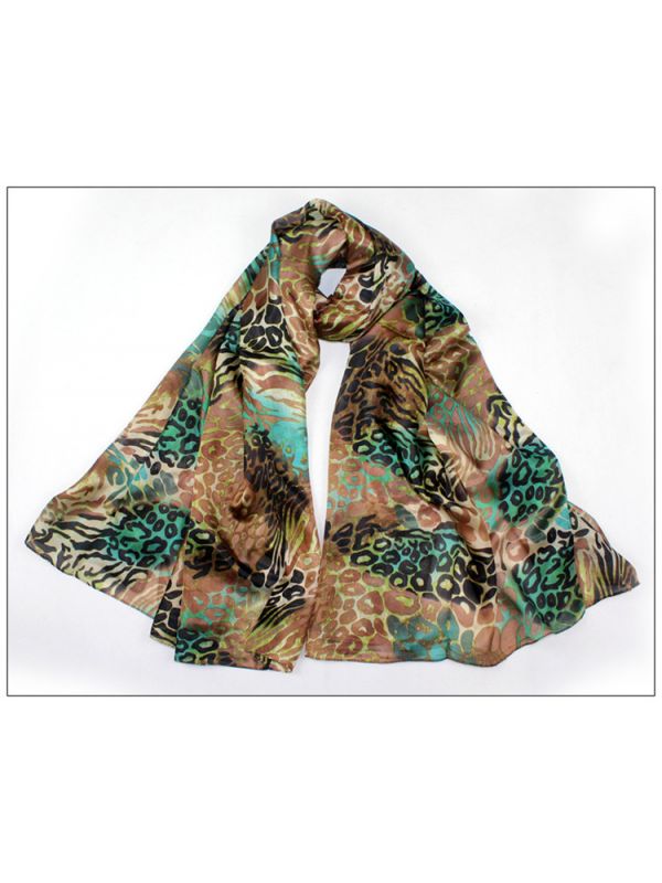 Leopard 100% Pure Silk Scarves Shawl-86051