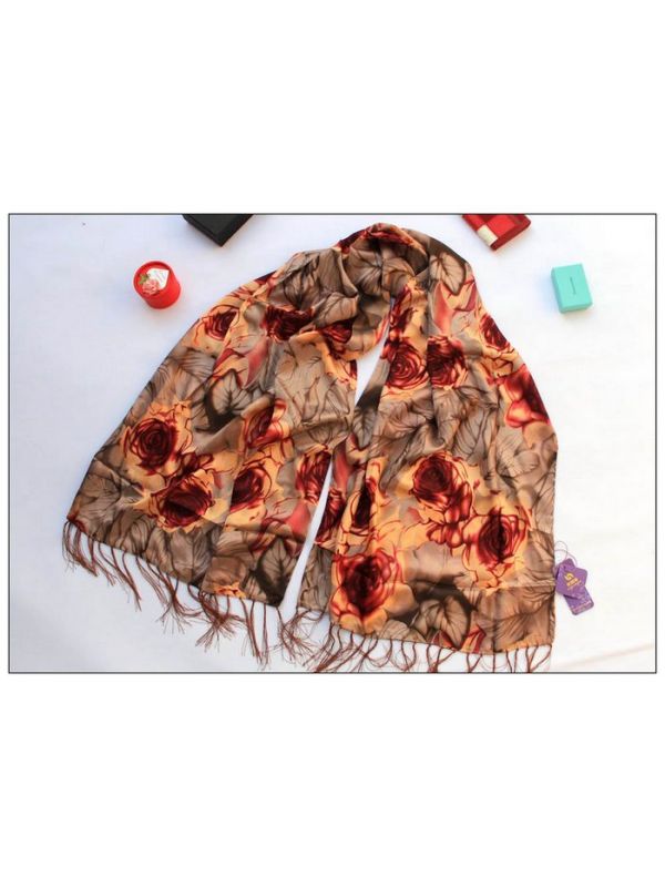 Rose Thickened Double Layer 100% Silk Scarves Shawl-75001