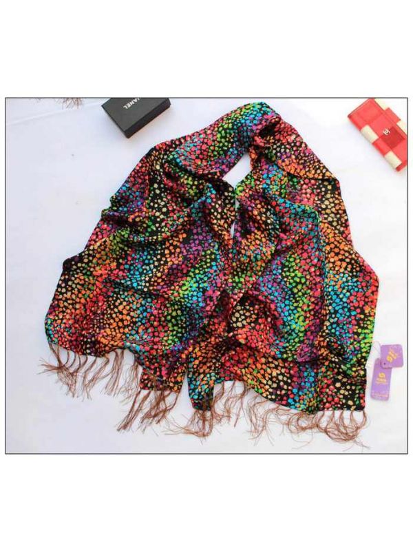 Stars Night Sky Thickened Double Layer 100% Silk Scarves Shawl-75009