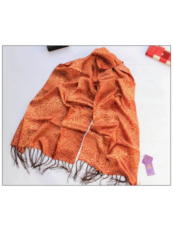 Gold Rose Thickened Double Layer 100% Silk Scarves Shawl-75015