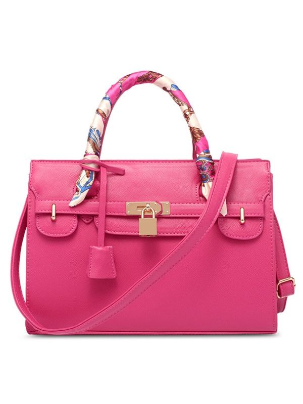 Classical PU Birkin Bag Tote Shoulder Bag-Rose Shades-Large-sized