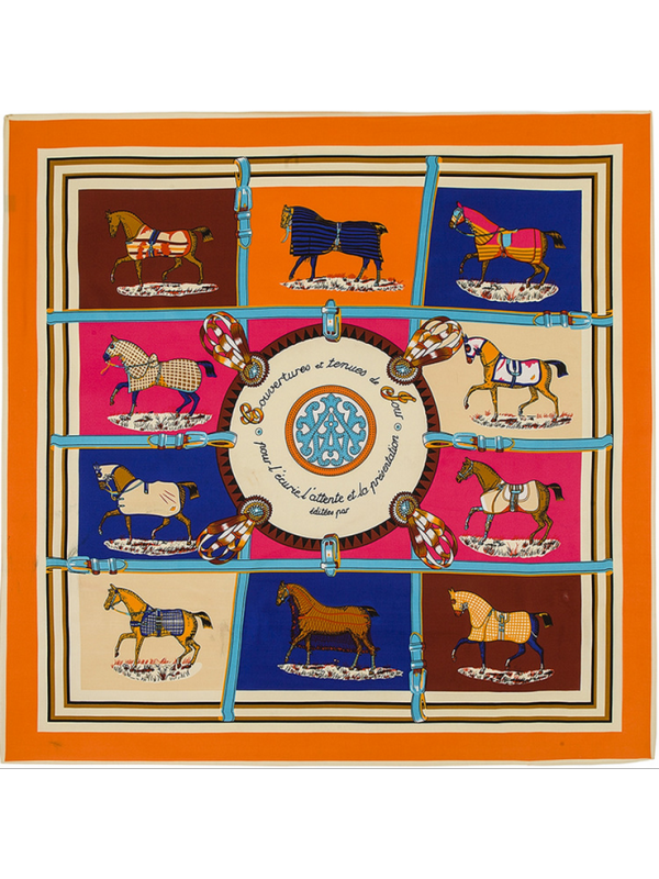  Famous H Carriage-0451 Silk & Polyester Scarf Kerchief