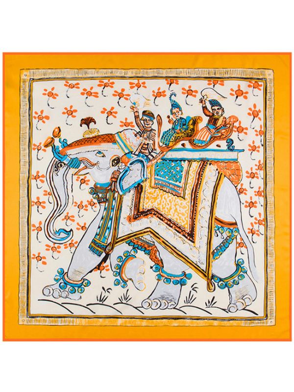 Elephant Totems-43dd2-2 Twill Silk & Polyester 100*100 Scarf Kerchief