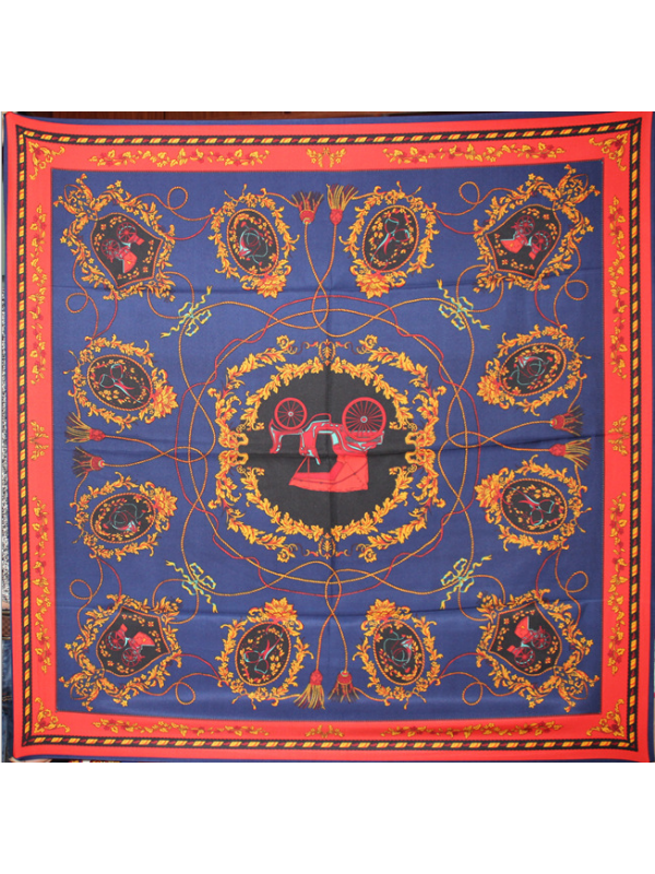 Carriage Rope Tassels-2342342 Silk & Polyester 100*100 Scarf Kerchief
