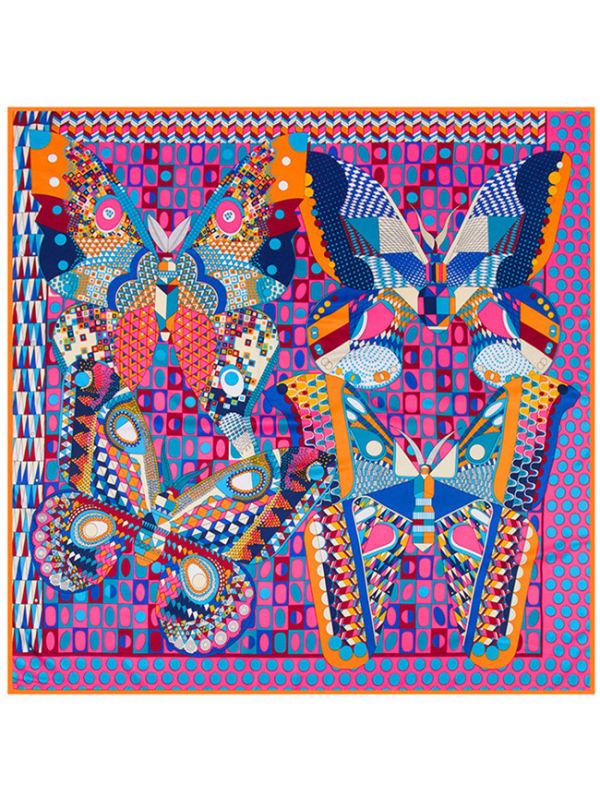 Butterfly Wave Pattern-fsd2 Twill Silk & Polyester 130*130 Scarf Kerchief