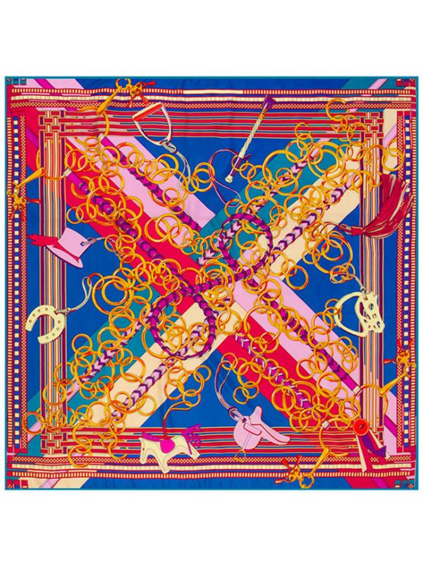 Charm Metal Chain Cartoon Pony-fsd2-2 Twill Silk & Polyester 130*130 Scarf Kerchief
