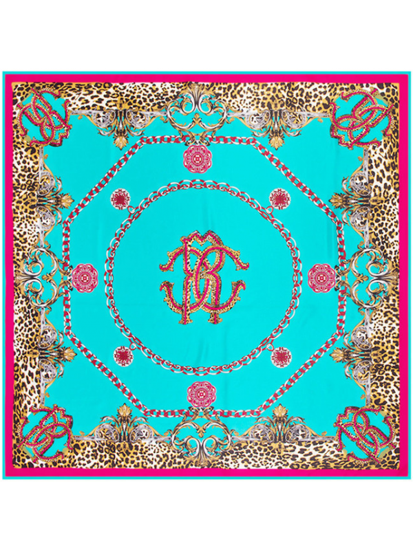 Leopard Chain Metal-0122 Twill Silk & Polyester 130*130 Scarf Kerchief
