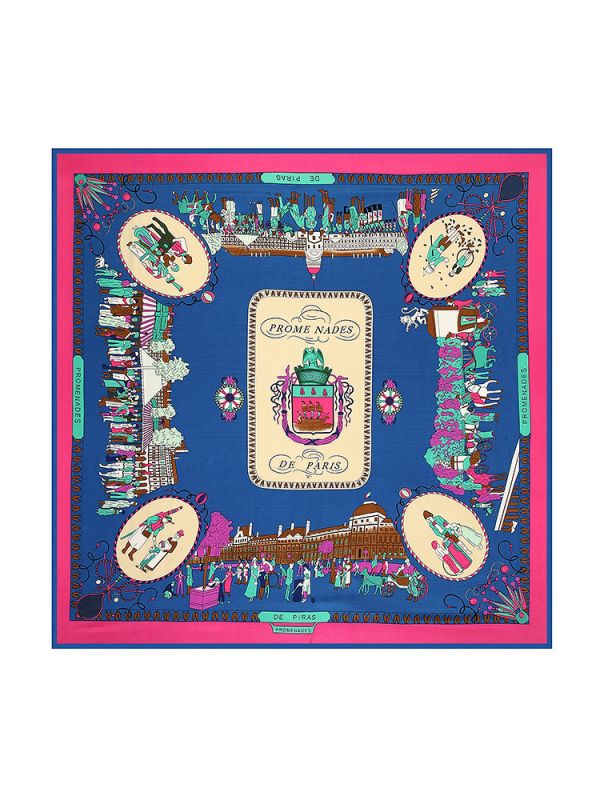 Stroll Paris-0622-1 Silk & Polyester 130*130 Scarf Kerchief