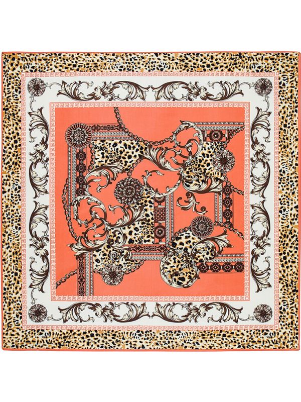 Leopard Court Pattern-0343 Twill Silk & Polyester Scarf Kerchief