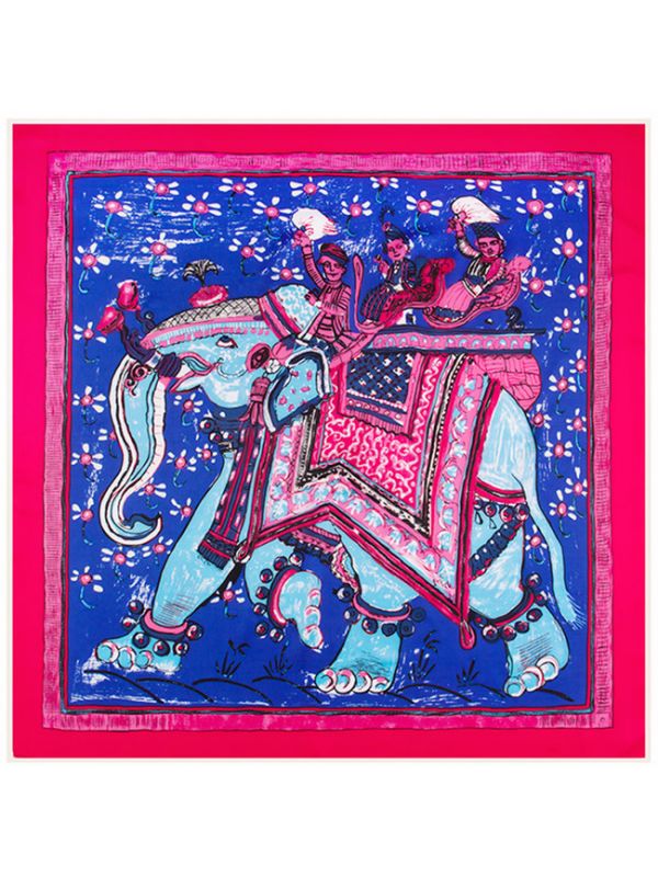 Elephant Totems-43dd3-2 Twill Silk & Polyester 100*100 Scarf Kerchief