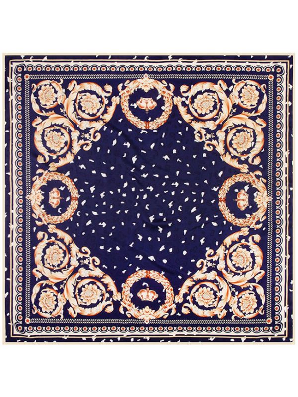 Court Broken Petals-43123 Twill Silk & Polyester 100*100 Scarf Kerchief
