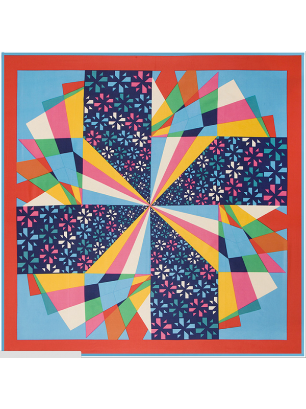 Diamond Windmill Pattern-234323k3 Twill Silk & Polyester 100*100 Scarf Kerchief