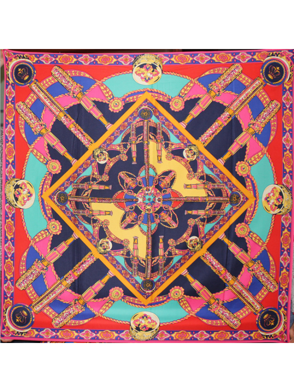 An Crown-54343 Twill Silk & Polyester 100*100 Scarf Kerchief