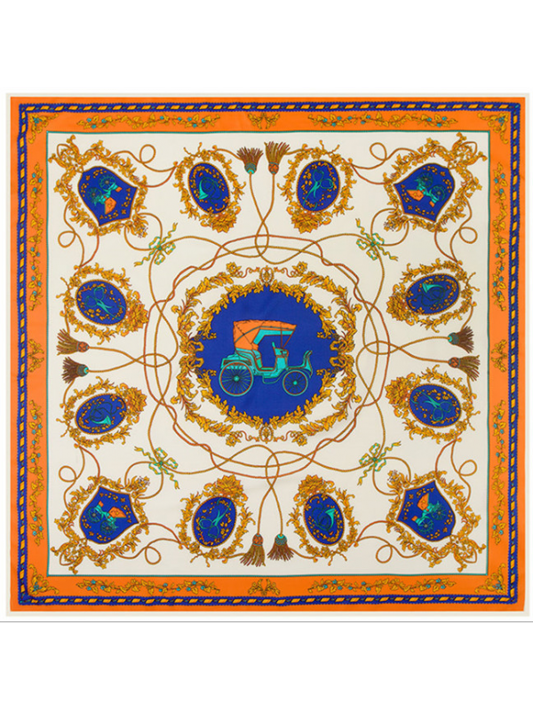 Carriage Rope Tassels-2342343 Silk & Polyester 100*100 Scarf Kerchief