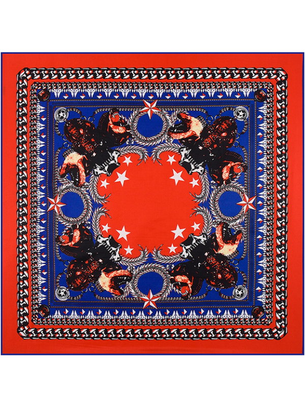 Zoology Pattern-fsdf3 Twill Silk & Polyester 100*100 Scarf Kerchief