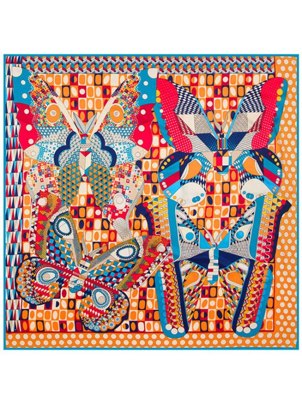 Butterfly Wave Pattern-fsd3 Twill Silk & Polyester 130*130 Scarf Kerchief
