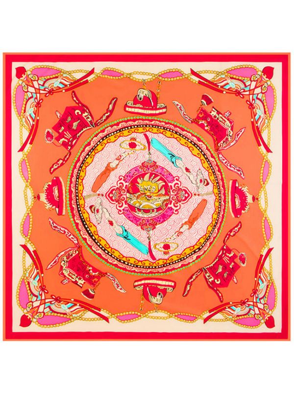 Chinese Style Element Wishful Dragon-fsd3-1 Twill Silk & Polyester 130*130 Scarf Kerchief