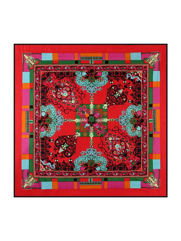 Flower Color Pattern-0623 Twill Silk & Polyester 130*130 Scarf Kerchief