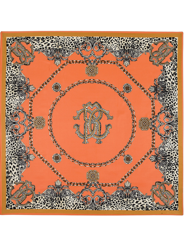 Leopard Chain Metal-0123 Twill Silk & Polyester 130*130 Scarf Kerchief
