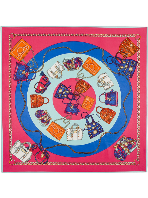 Classic Handbag Pattern-0203 Twill Silk & Polyester Scarf Kerchief