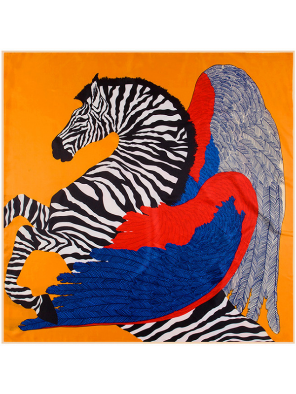 Markings Pegasus-4343rf4 Twill Silk & Polyester 100*100 Scarf Kerchief