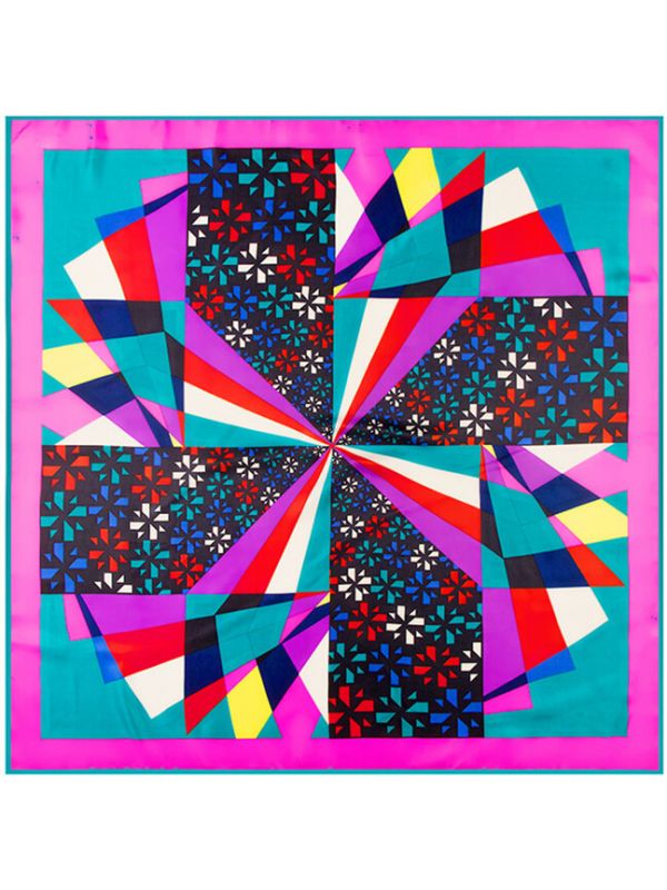Diamond Windmill Pattern-234323k4 Twill Silk & Polyester 100*100 Scarf Kerchief