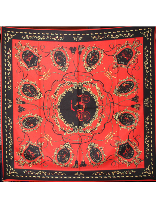 Carriage Rope Tassels-2342344 Silk & Polyester 100*100 Scarf Kerchief