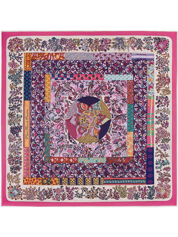 Provence Flower Sea-0464 Twill Silk & Polyester 130*130 Scarf Kerchief