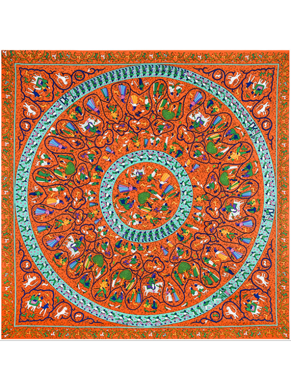 Visual Feast-0394 Twill Silk & Polyester 130*130 Scarf Kerchief