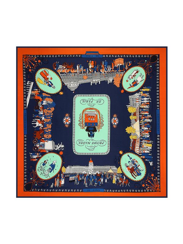Stroll Paris-0624-1 Silk & Polyester 130*130 Scarf Kerchief