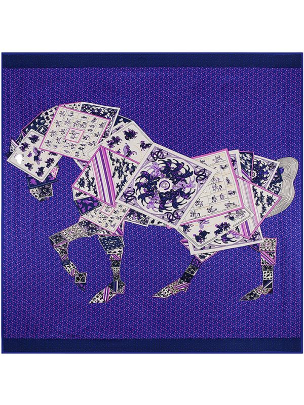 Poker Horse-0564 Silk & Polyester 130*130 Scarf Kerchief