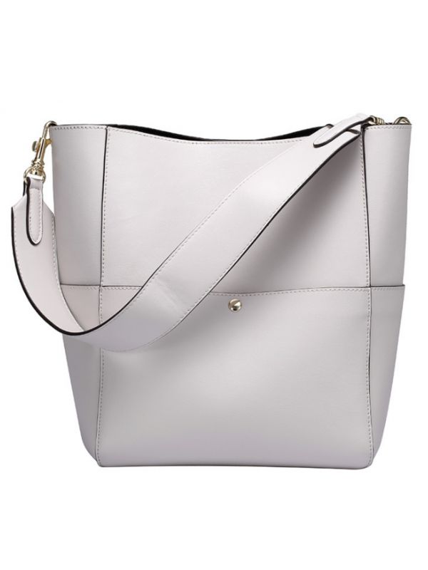 Hot Sale Fashion Genuine Leather Bucket bag-White