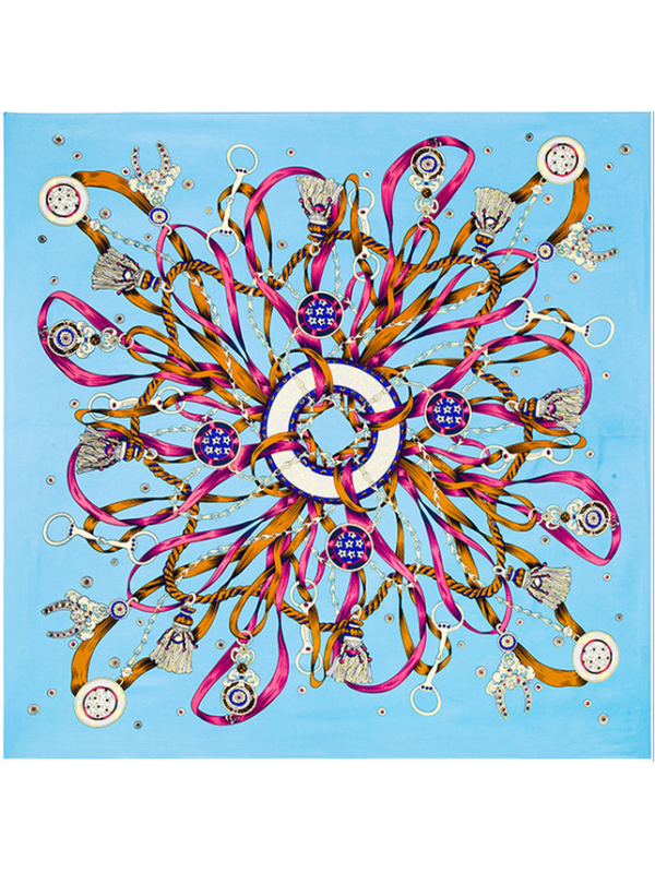 Life True meaning-0545 Twill Silk & Polyester 100*100 Scarf Kerchief